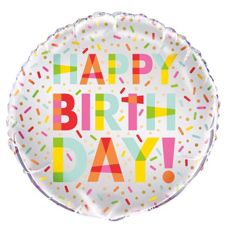 Folienballon Happy Birthday Neon Konfetti, 45 cm