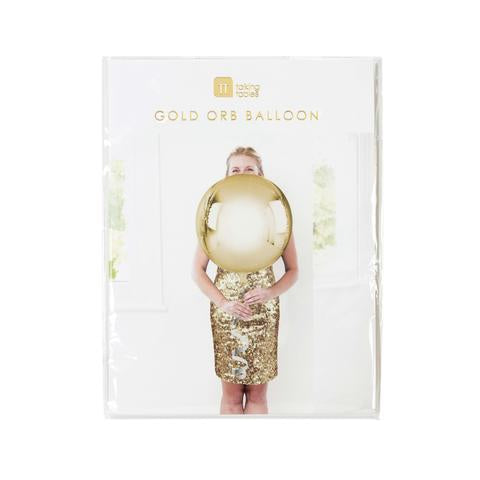 Folienballon Orb Globe Gold, 38 cm