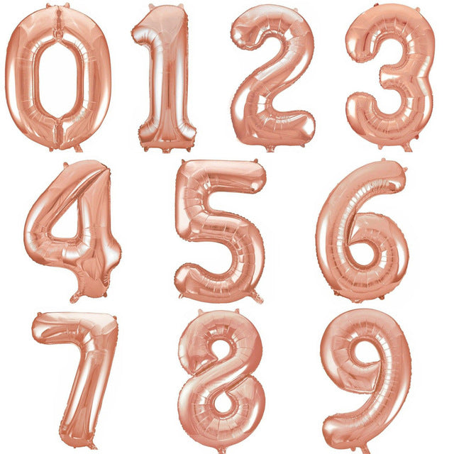 Folienballon, Zahlen, rosegold, 86 cm