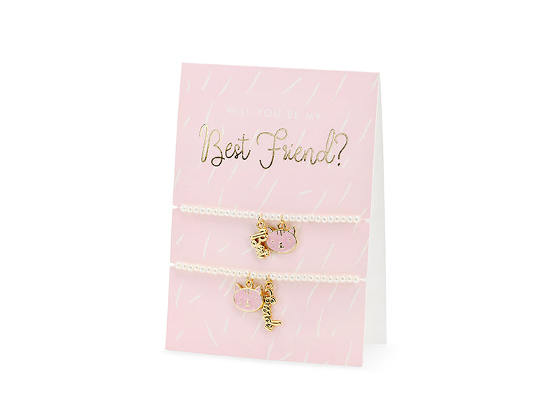Geschenkkarte  mit Armbändern "Best Friend" rosa