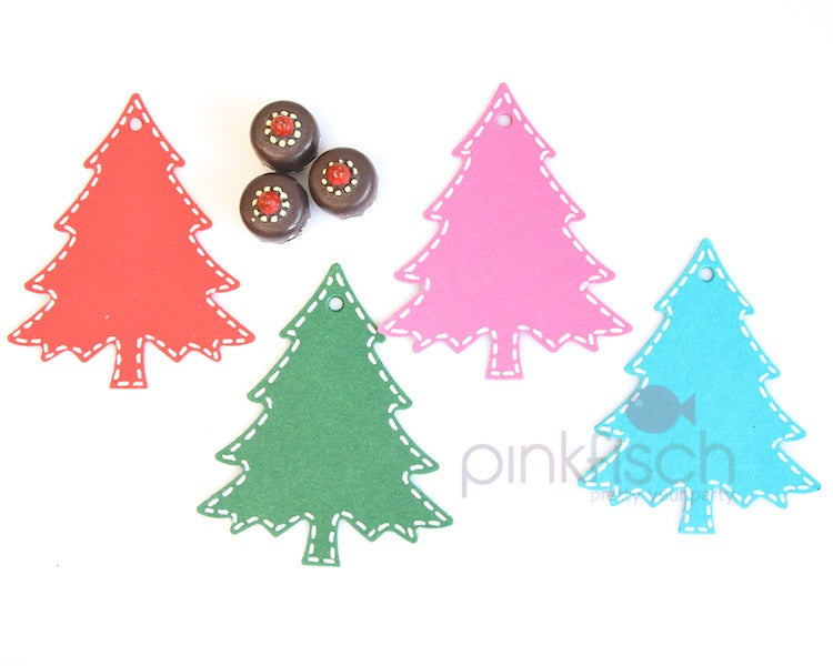 Geschenk-Anhänger Weihnachtsbaum, 3 Stk, div. Farben, handmade