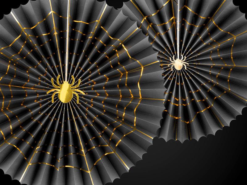Rosetten-Set Halloween Spinnennetz schwarz-gold