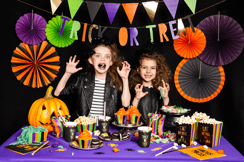 Rosetten-Set Halloween-Deko orange-schwarz-lila