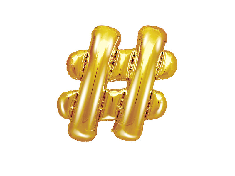 Folienballon hashtag, gold, 35cm (nur für Luft)