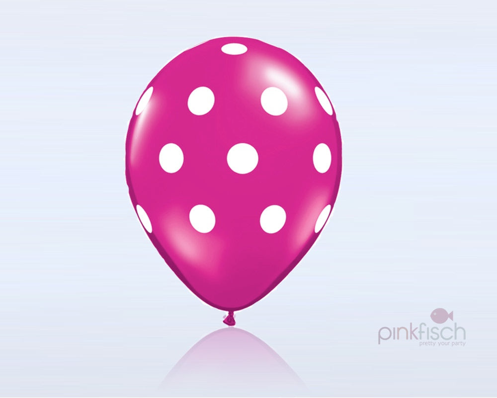 Ballon-set pink mit weissen Punkten, transparent