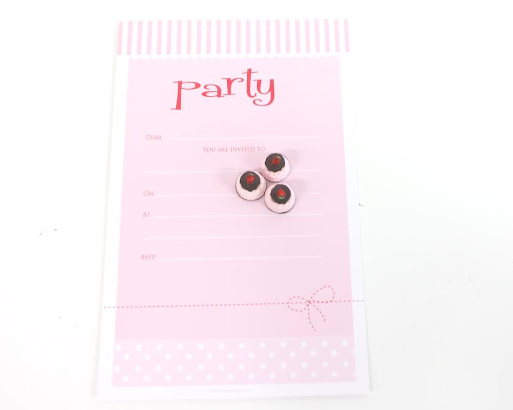 Einladungen rosa Streifen, 12 mit Kuvert und Magnet