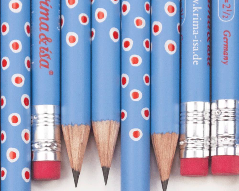 Bleistift, Tupfer blau-rot