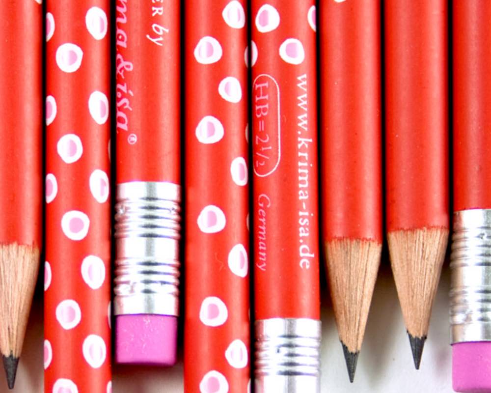 Bleistift, rot-rosa gepunktet
