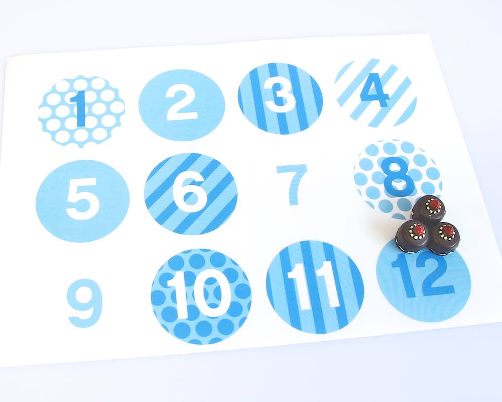 Advents-Stickers Zahlen 1-24, Blau