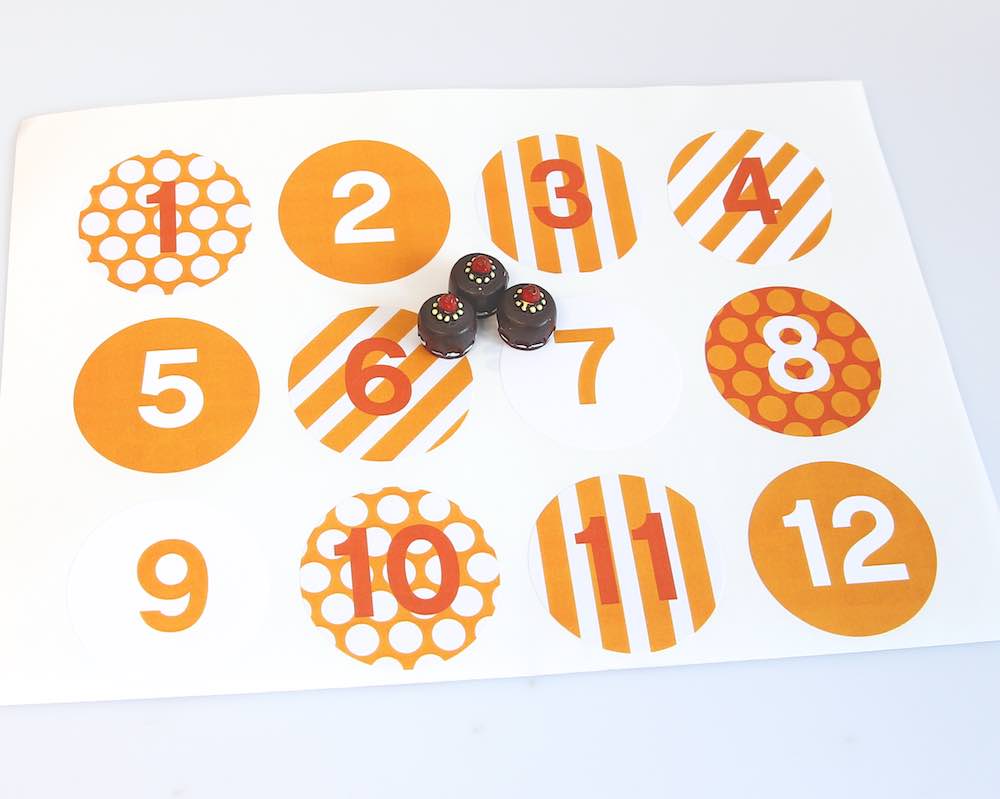 Advents-Stickers Zahlen 1-24, Orange