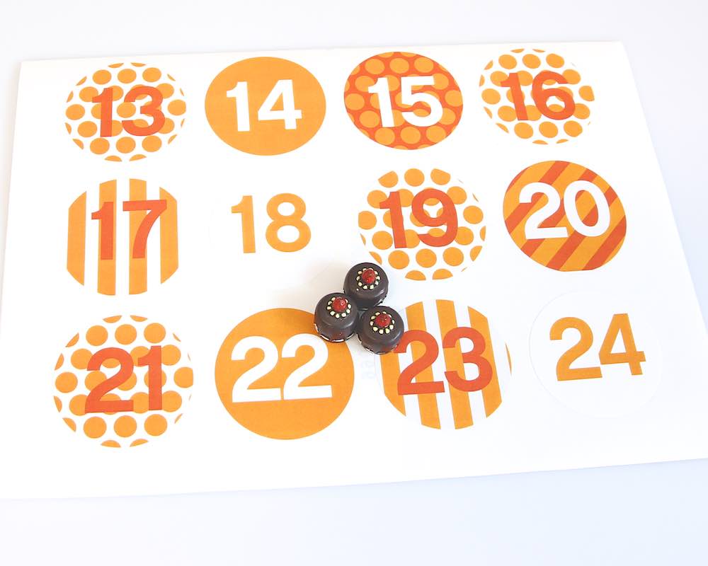 Advents-Stickers Zahlen 1-24, Orange