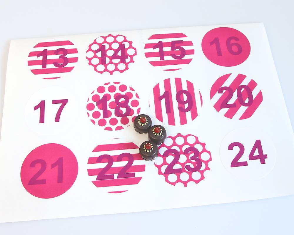 Advents-Stickers Zahlen 1-24, Pink