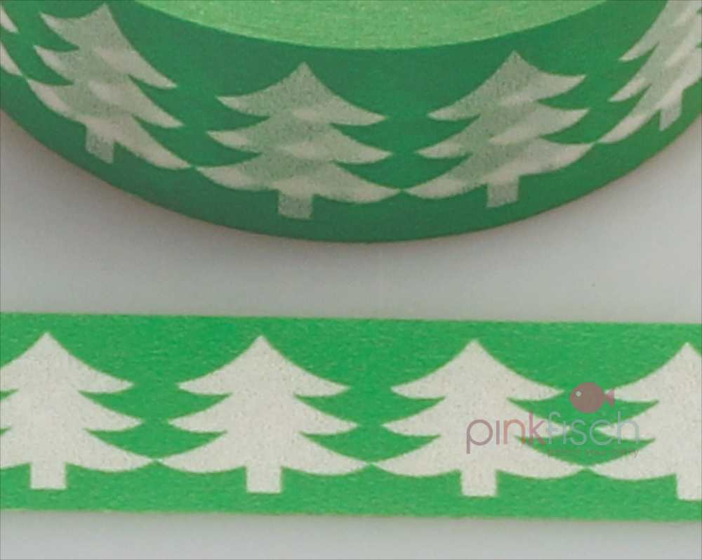 Masking Tape, Tannenbaum weiss auf grün