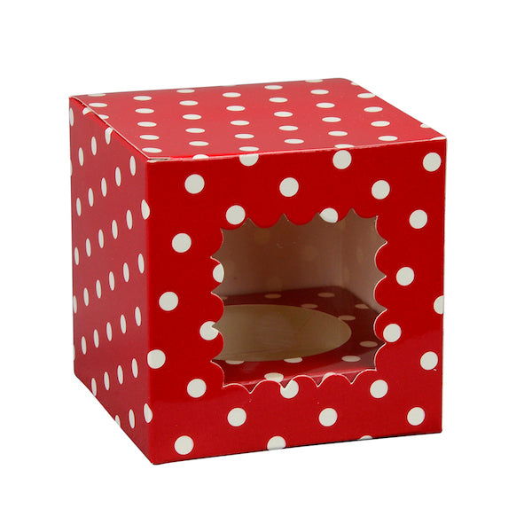 Cupcake Box rote Punkte, 6er Pack