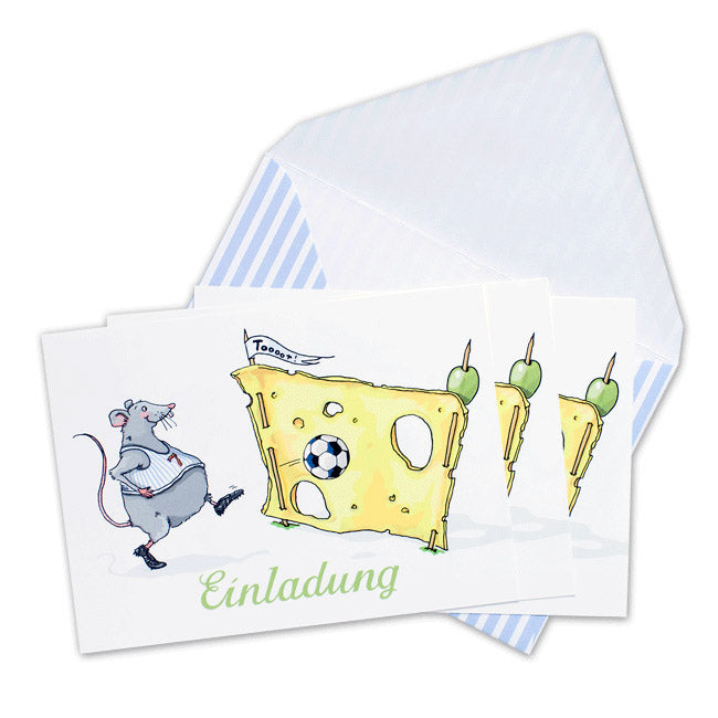 Einladungen Fussball, 6 Postkarten mit Kuvert