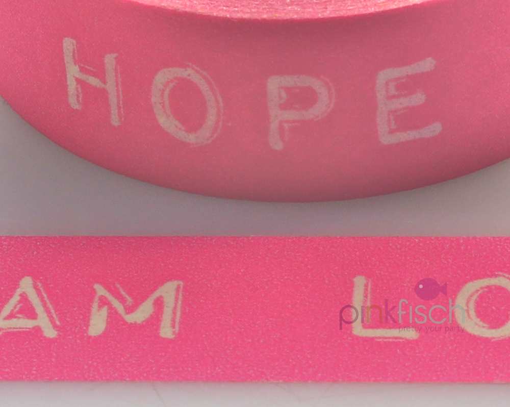 Masking Tape, Love-Dream-Hope Neon Pink