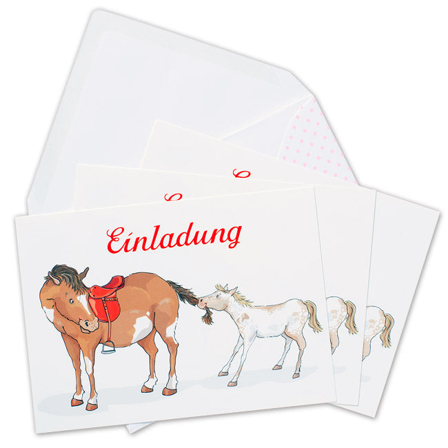 Einladungen Pony, 6 Postkarten mit Kuvert