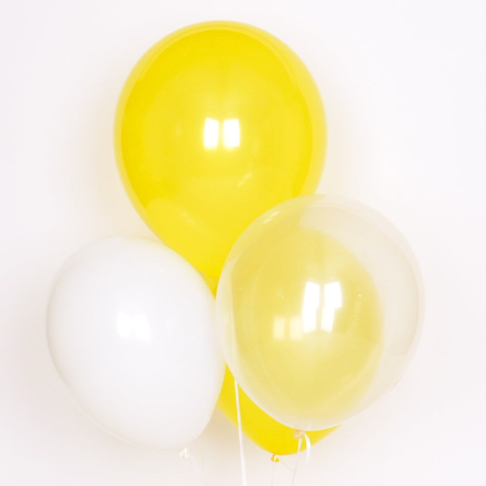 Ballon-Set Trio, gelb weiss transparent