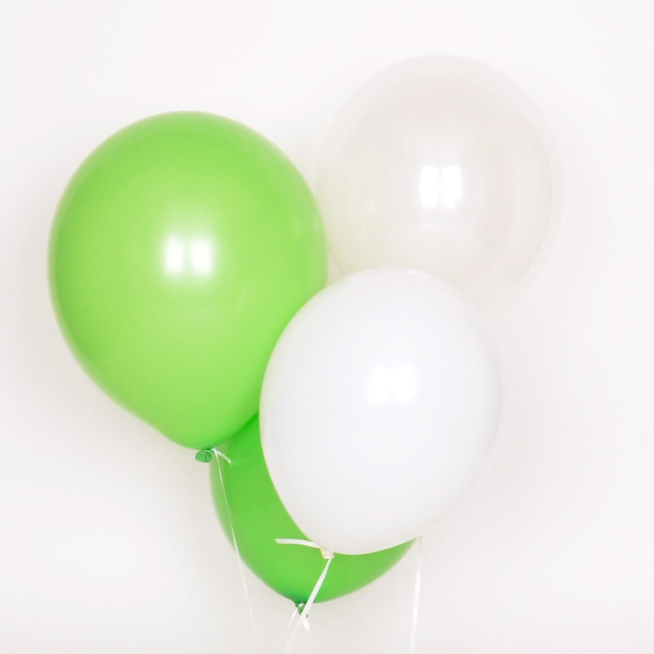 Ballon-Set Trio, grün weiss transparent