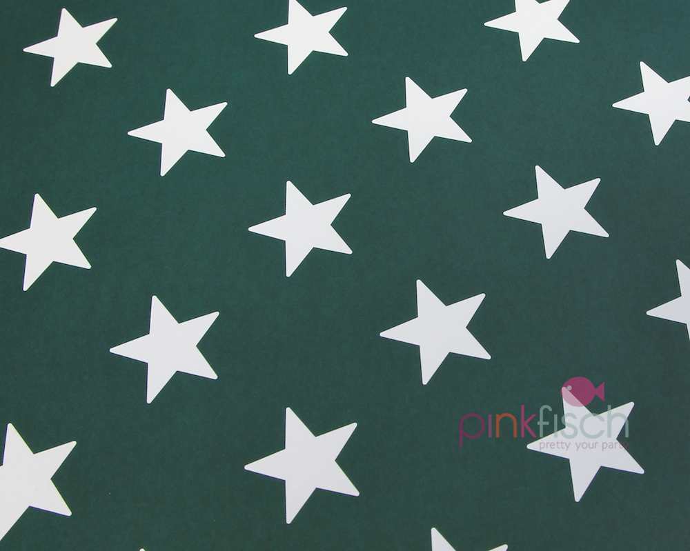 Geschenkpapier Sterne dunkelgrün, 49x69cm, 2 Bögen