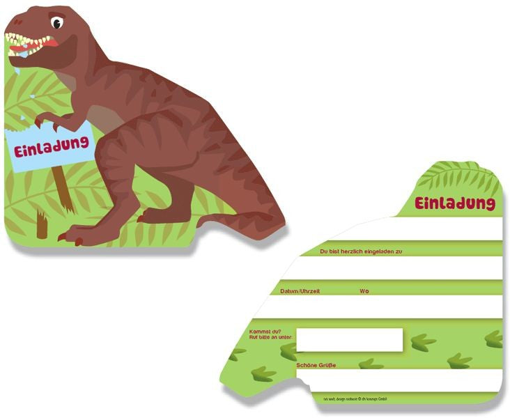 Einladungen Dinosaurier, T-Rex, 6 Stk
