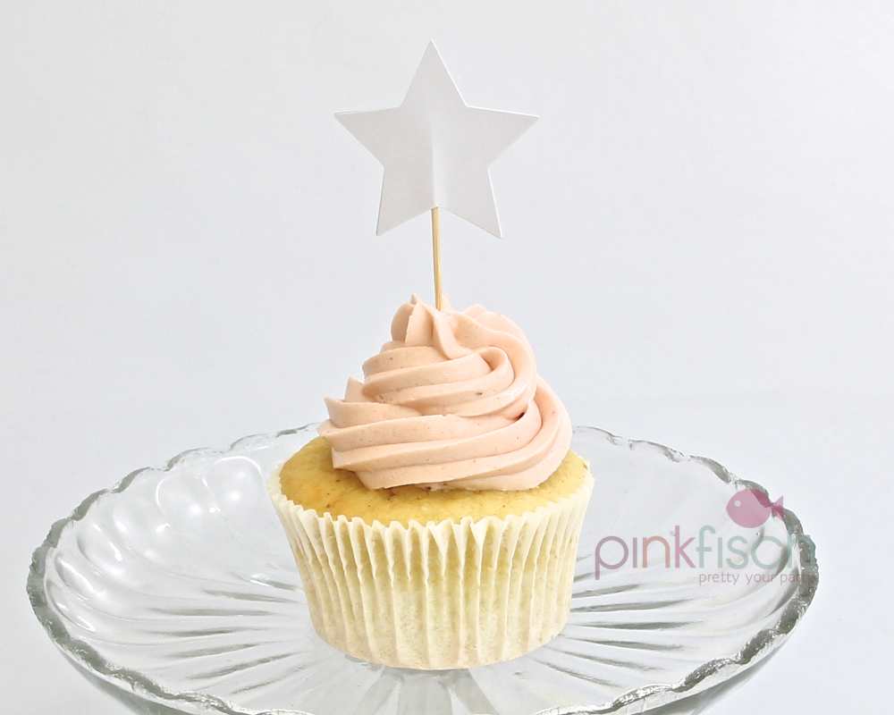 Cupcake Topper, Sterne weiss