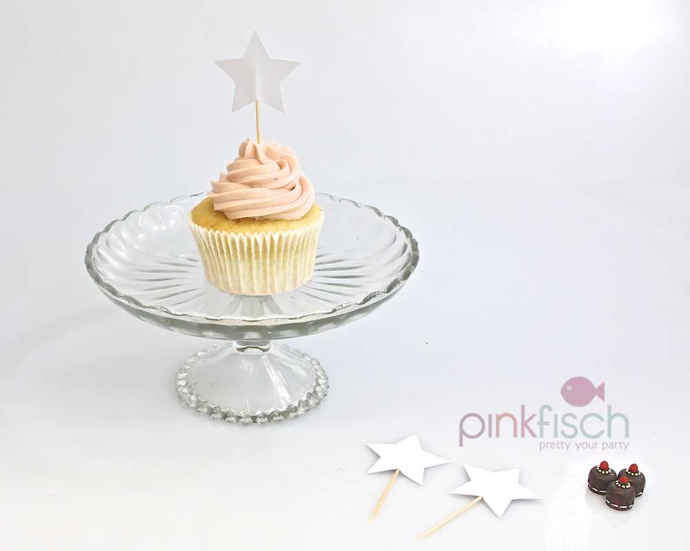 Cupcake Topper, Sterne weiss