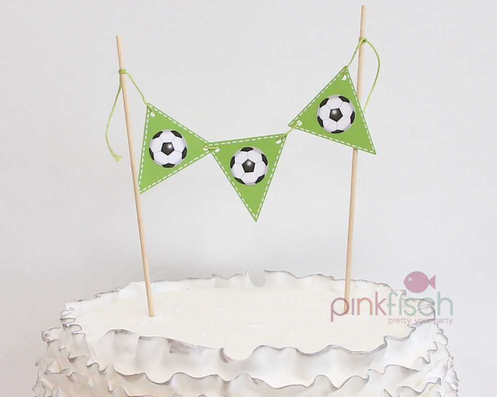 Torten-Girlande, Fussball, limegrün, handmade