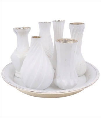 Vase Set Poesie, Milchglas, 6 Vasen