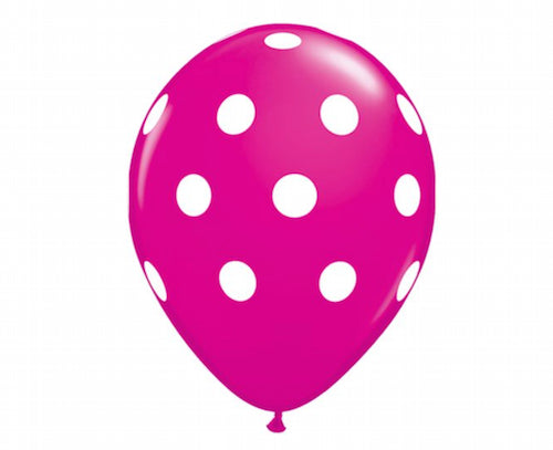 Ballon pink mit weissen Punkten, 6 Stk.