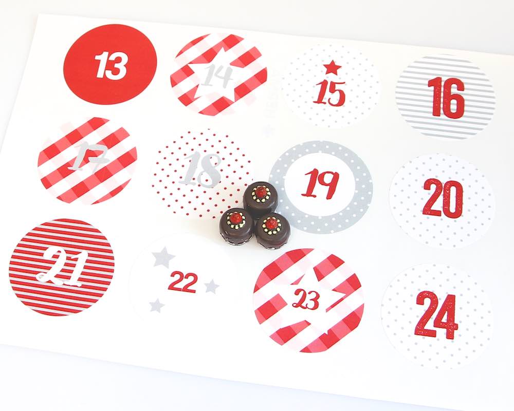 Advents-Stickers Zahlen 1-24, Berghütte