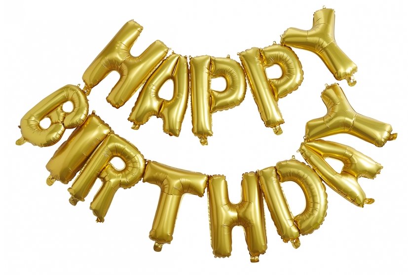 Folienballon-Set, Happy Birthday, gold, 30cm