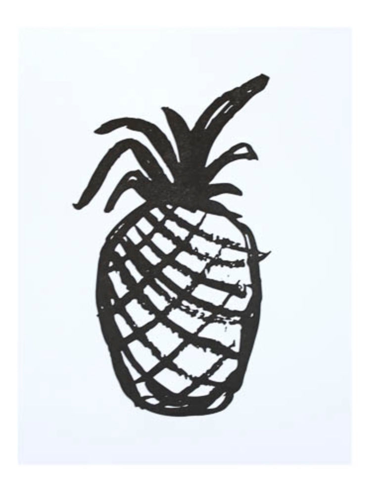 Kunstdruck, A4, Ananas, schwarz