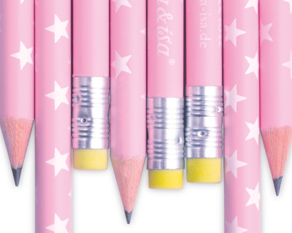 Bleistift, rosa mit weissen Sternen