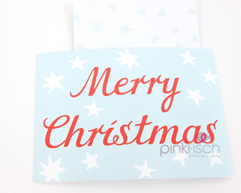 Postkarte, Merry Christmas, mint roter Schrift, 10 Stk