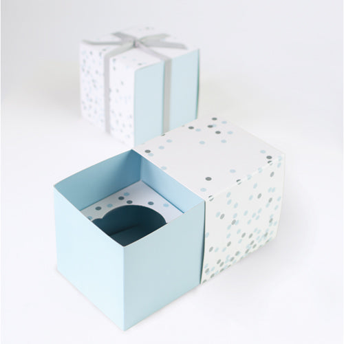Cupcake Box Konfetti blau, 6Stk