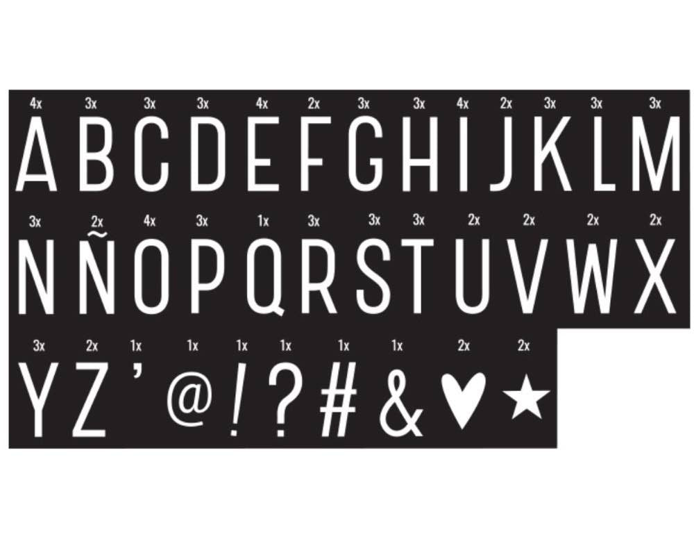 Lightbox Buchstaben-Set, Monochrome, 85 Stk