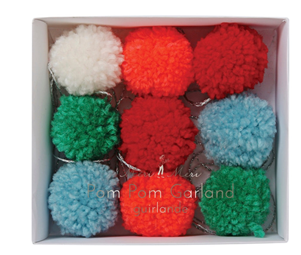 Girlande, Mini Pom Poms aus Wolle