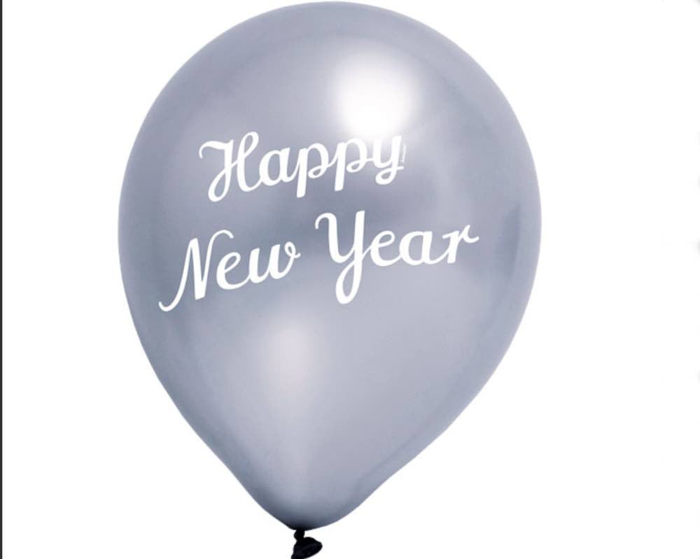 Ballon-Set, New Year, 5 Stk, silber