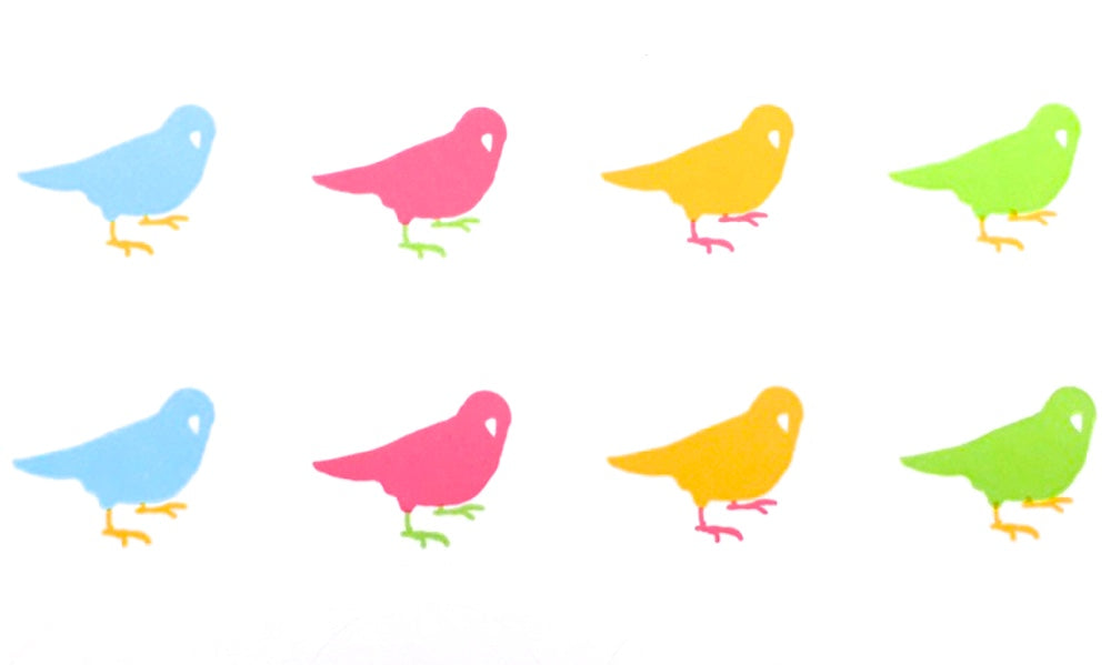 Mini Sticker Vögel, neon, 32 Stk