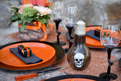 Totenkopf-Licht Happy Halloween, 1 Stk