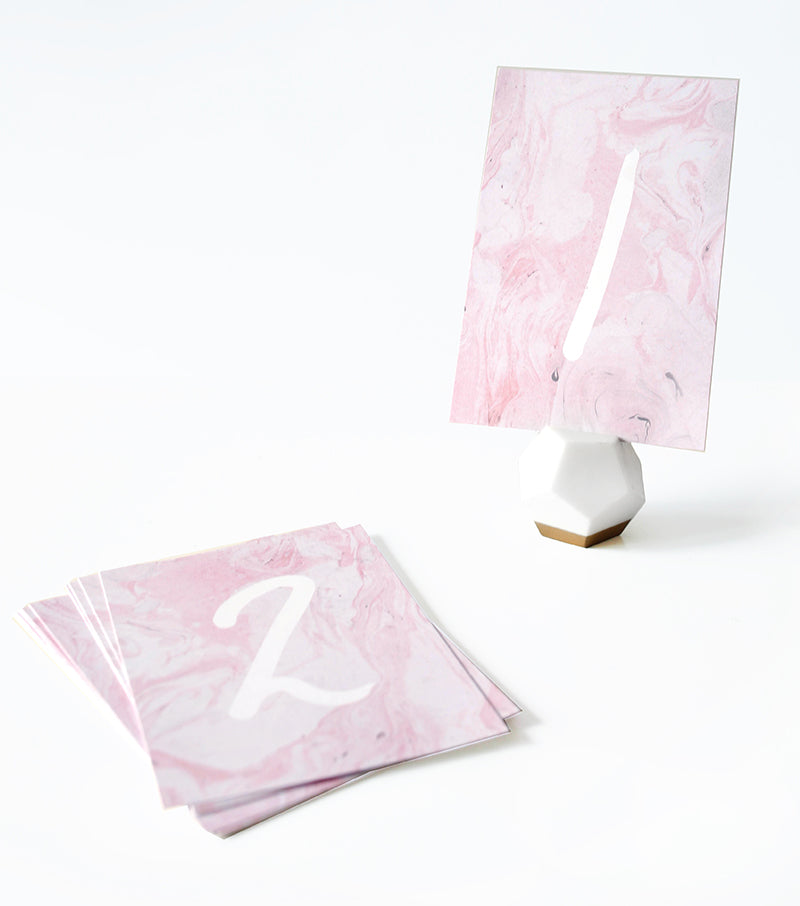 Tischnummern 1-10, Marmor rosa, Buchdruckverfahren