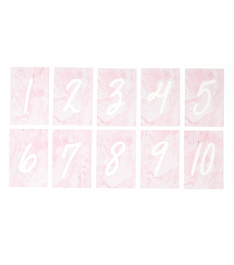 Tischnummern 1-10, Marmor rosa, Buchdruckverfahren