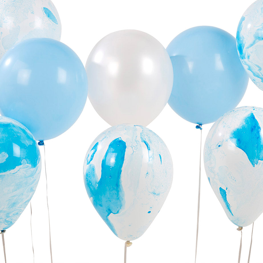 Ballon-Set Marmor, blau, 12 Stk