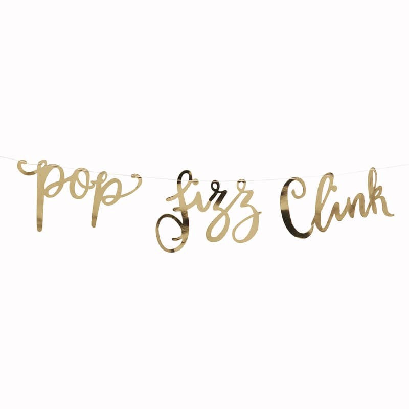 Girlande Pop, Clink, Fizz, Gold-Folie