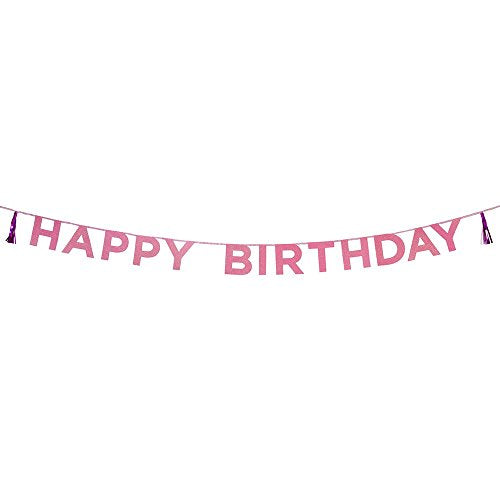 Girlande Happy Birthday, pink, Glitzer