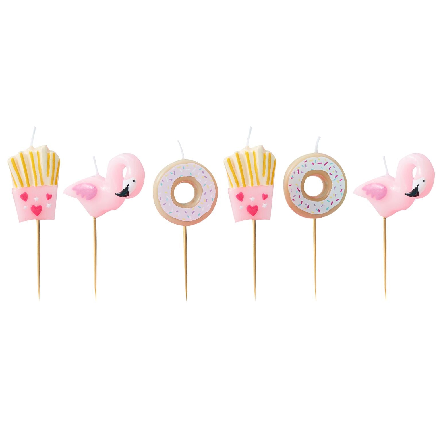 Geburtstagskerzen Set Fries Donuts & Flamingo