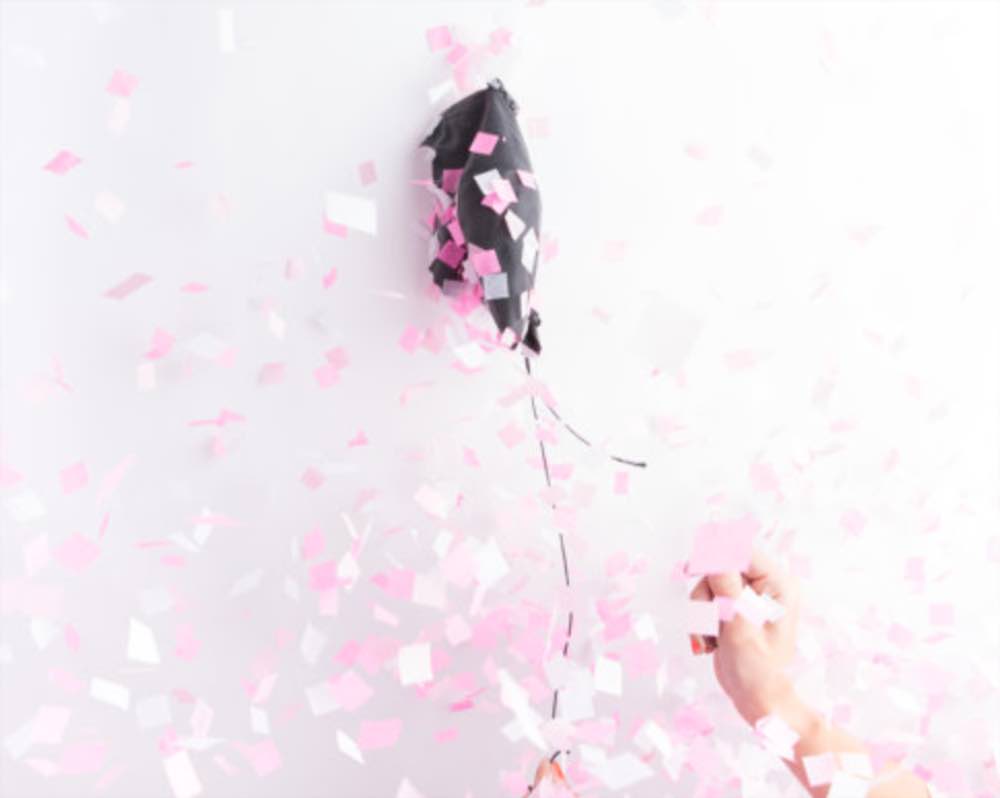 Gender Reveal Ballon, Konfetti rosa, 90cm