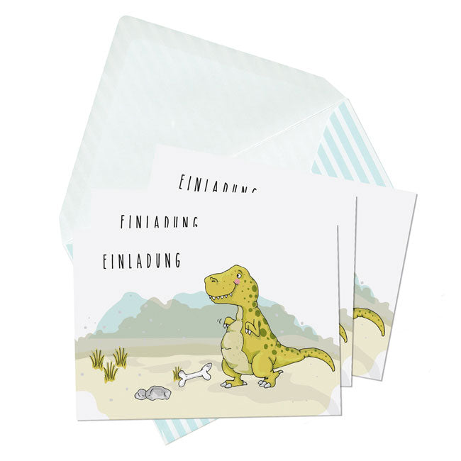 Einladungen Dinos, 6 Postkarten mit Kuvert