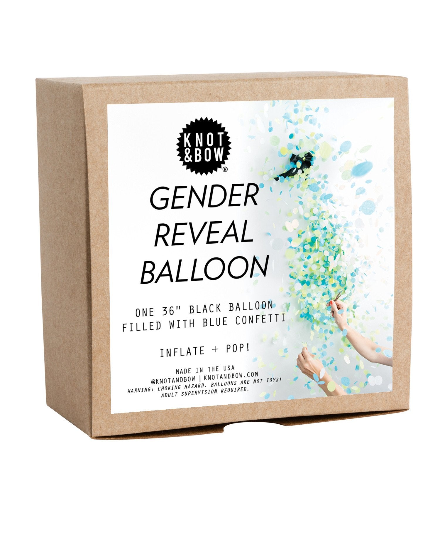 Gender Reveal Ballon, Konfetti blau, 90cm